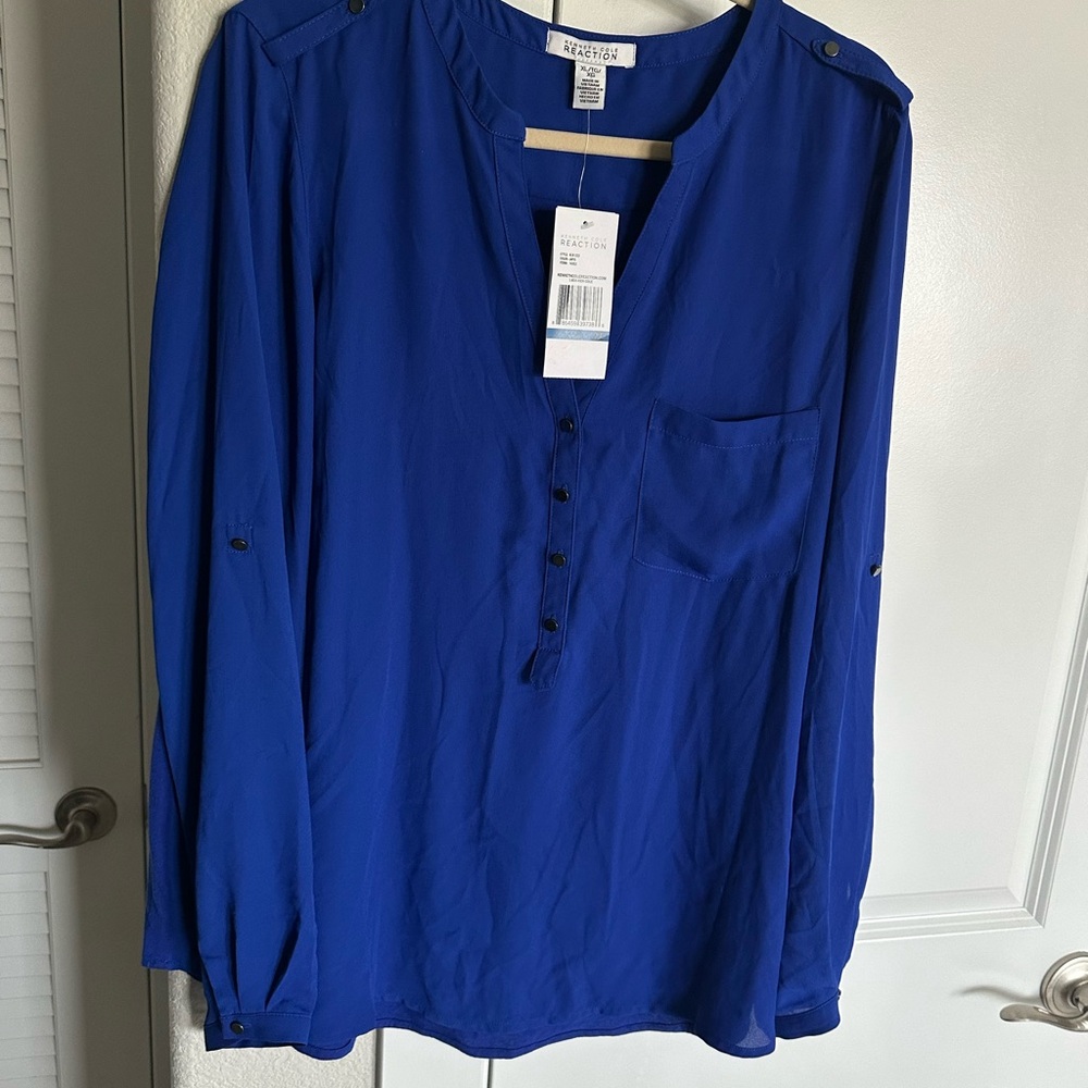 Blue Button-Up Blouse